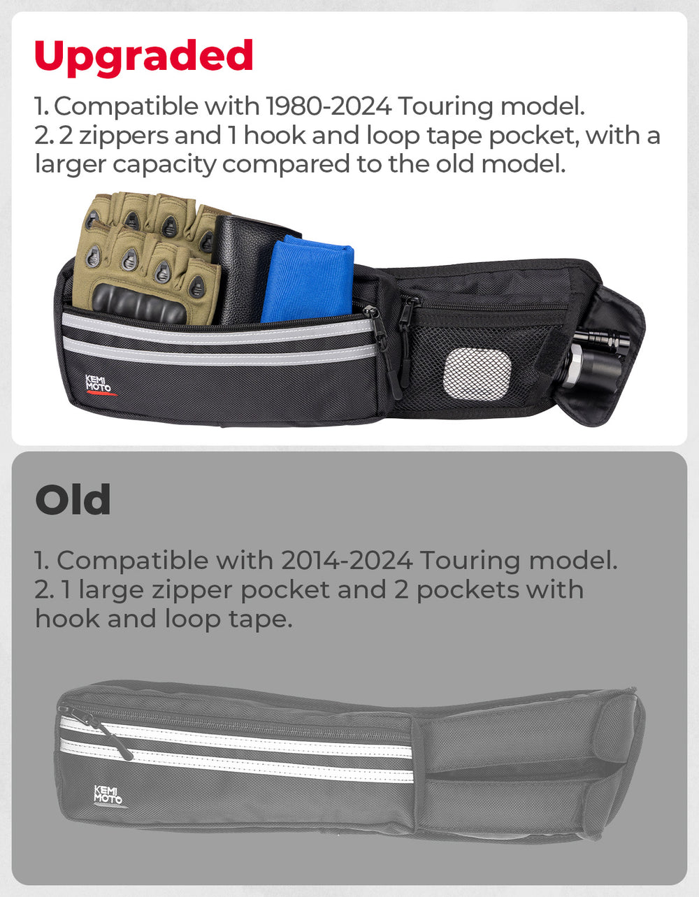 Upgraded Saddlebag Lid Organizers 2 Pack for Touring Street Glide Road King - Kemimoto