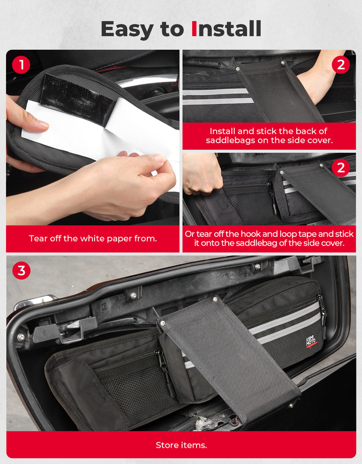Upgraded Saddlebag Lid Organizers 2 Pack for Touring Street Glide Road King - Kemimoto