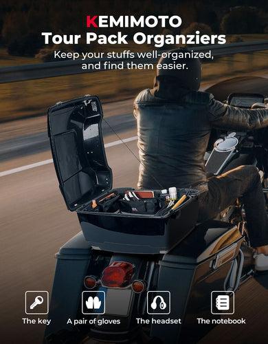 Upgraded Tour Pack Organizers with Hooks for Touring Street Glide Road King 2014-2025 - Kemimoto