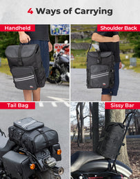 Motorcycle Sissy Bar Bag 30L Motorcycle Tail Travel Luggage Bag - Kemimoto