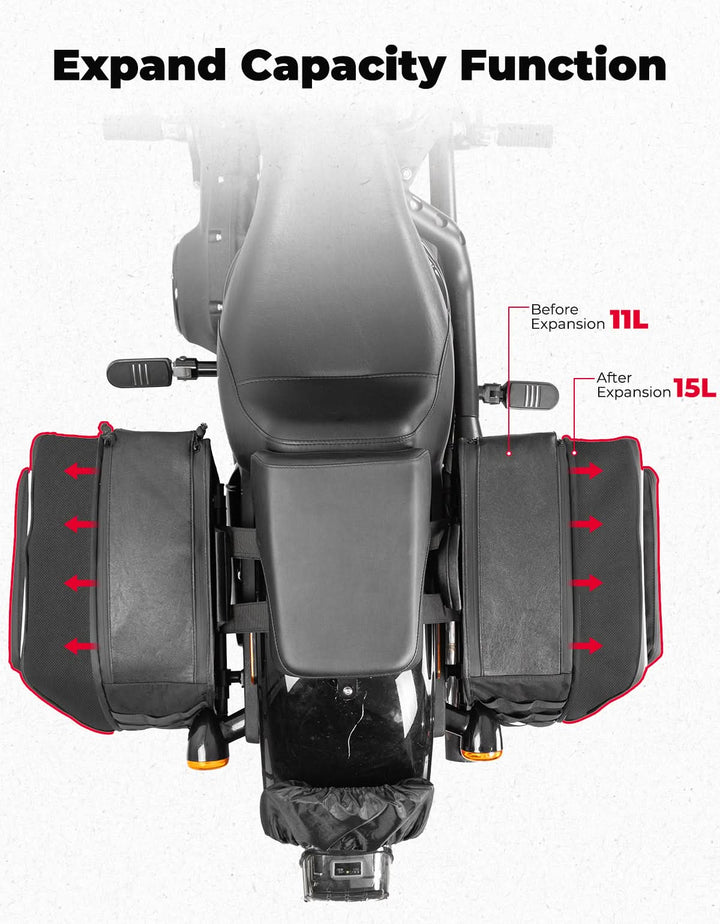 Expandable Saddlebags For Motorcycle Cruiser