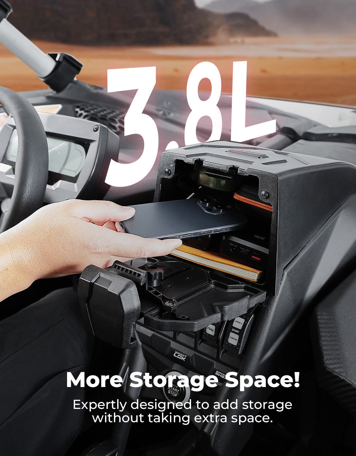 Tablet Holder With Storage Box for Can Am Maverick X3/Max - Kemimoto