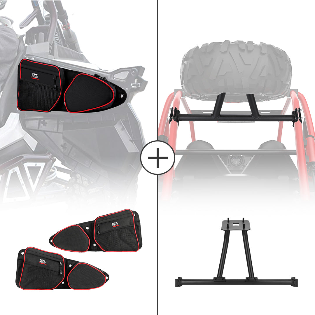 Front Side Door Bags and Spare Tire Carrier Mount for Polaris RZR
