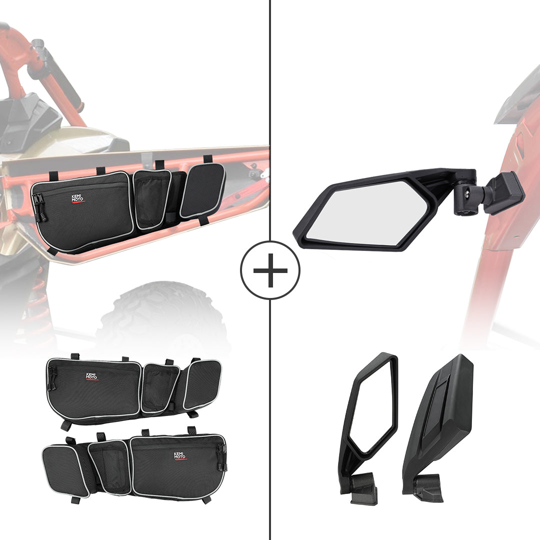 Front Door Storage Bags & Side View Mirror for Can-Am Maverick X3