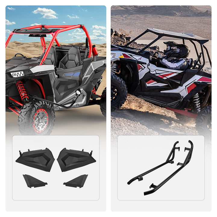 Lower Half Door Inserts Panels & Nerf Bars Rock Sliders Fit Polaris RZR