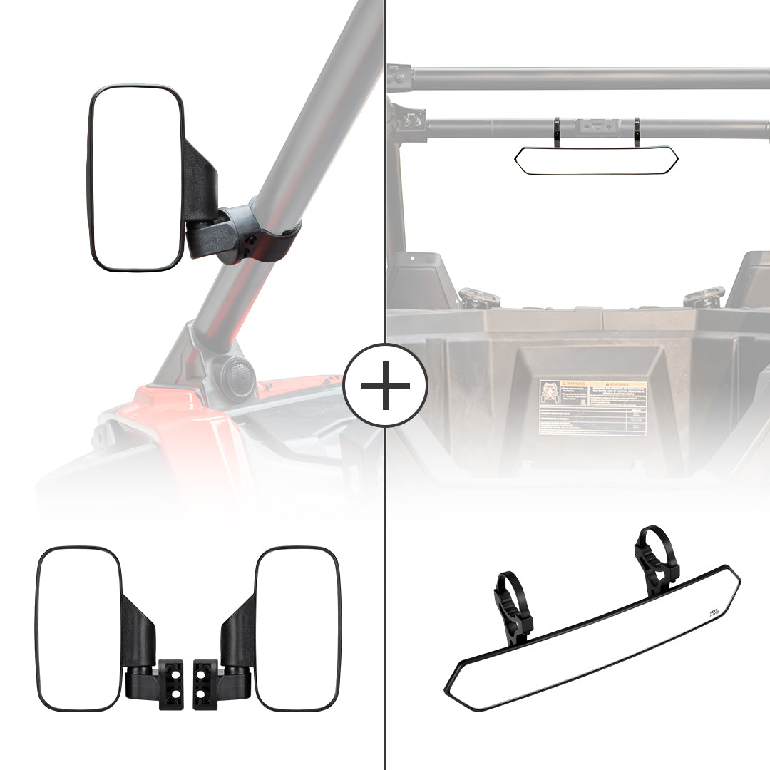 UTV Adjustable Rear View Mirror & Side Mirrors for 1.75