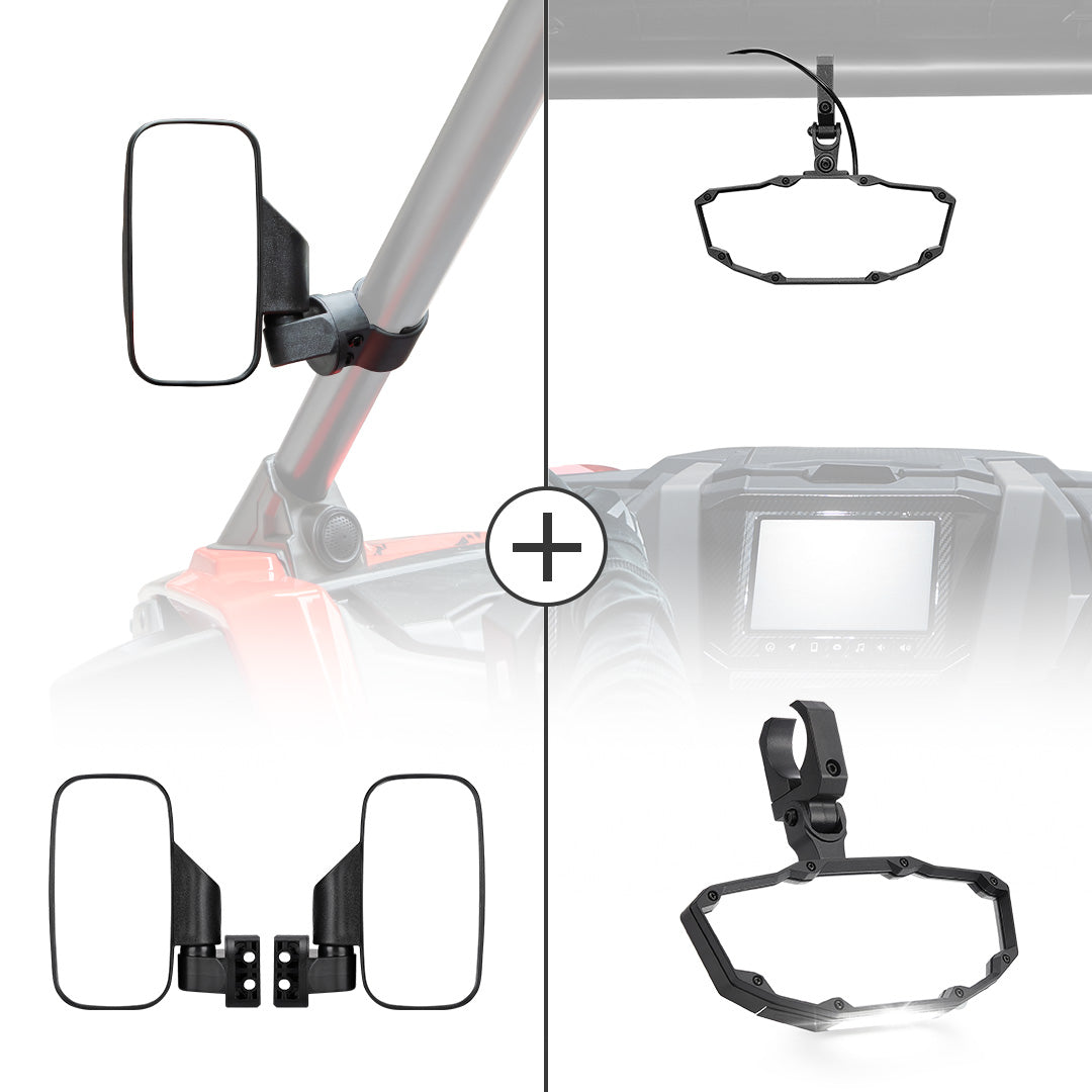 UTV 1.75" /  2" Side View Mirrors and Center Mirror
