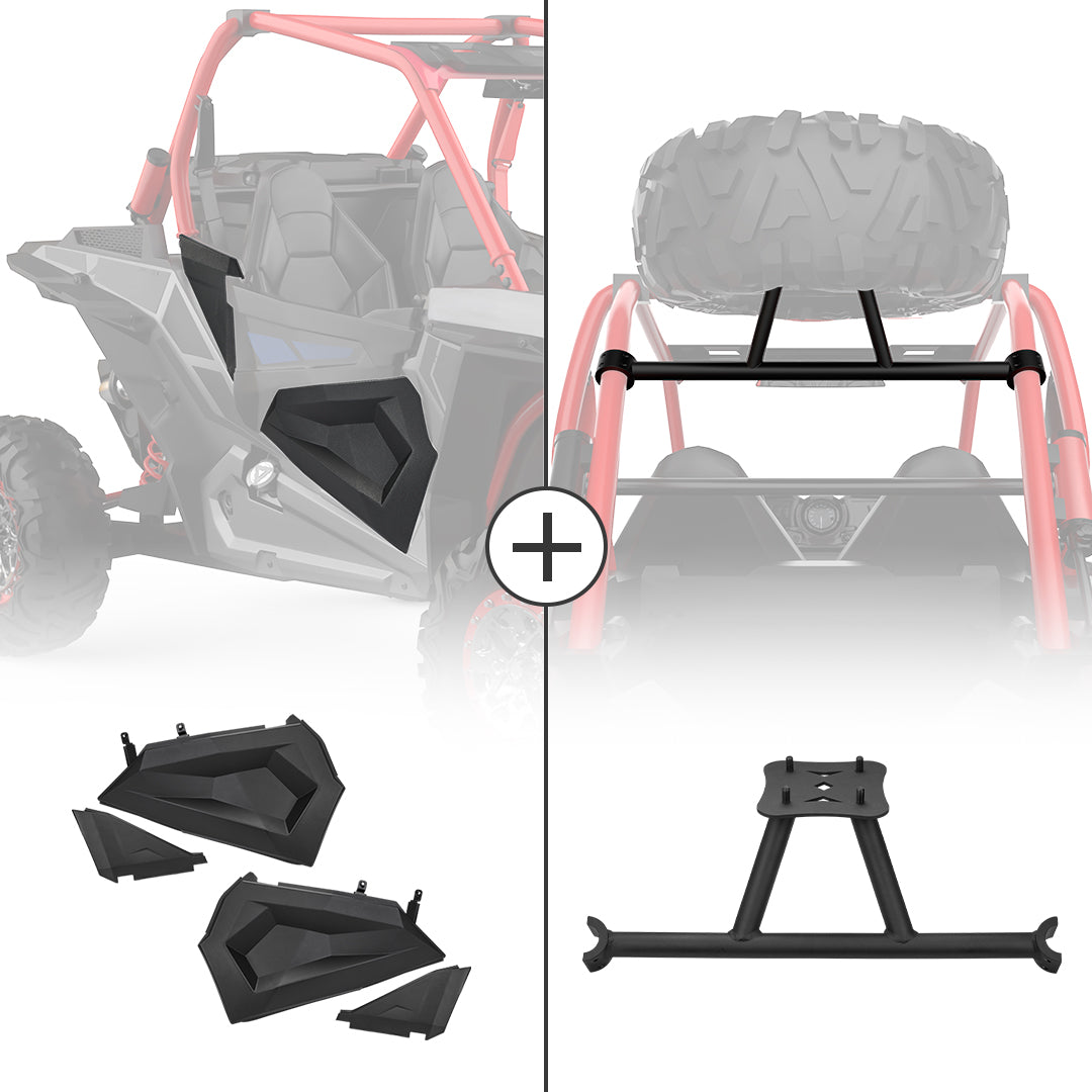 Spare Tire Carrier Mount & Lower Half Door Inserts Panels for Polaris RZR