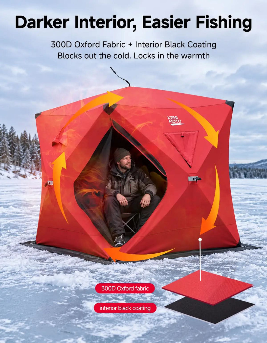Pop-Up Ice Fishing Shelter Lightweight Blackout Tent