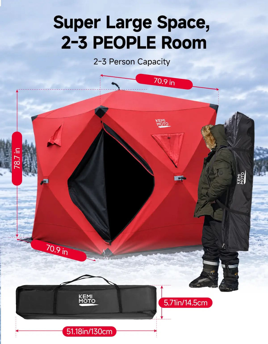 Pop-Up Ice Fishing Shelter Lightweight Blackout Tent