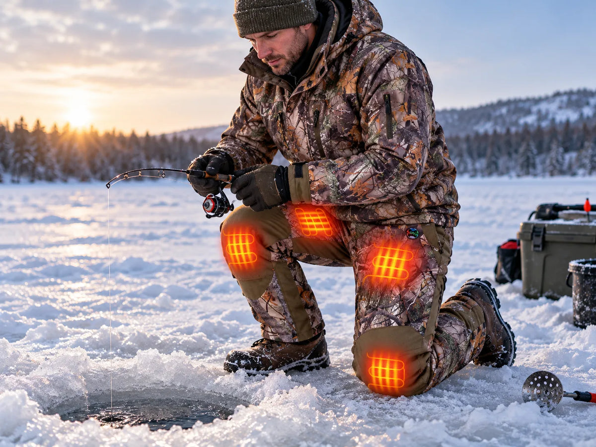 Kneeling Beside an Ice-Fishing Hole