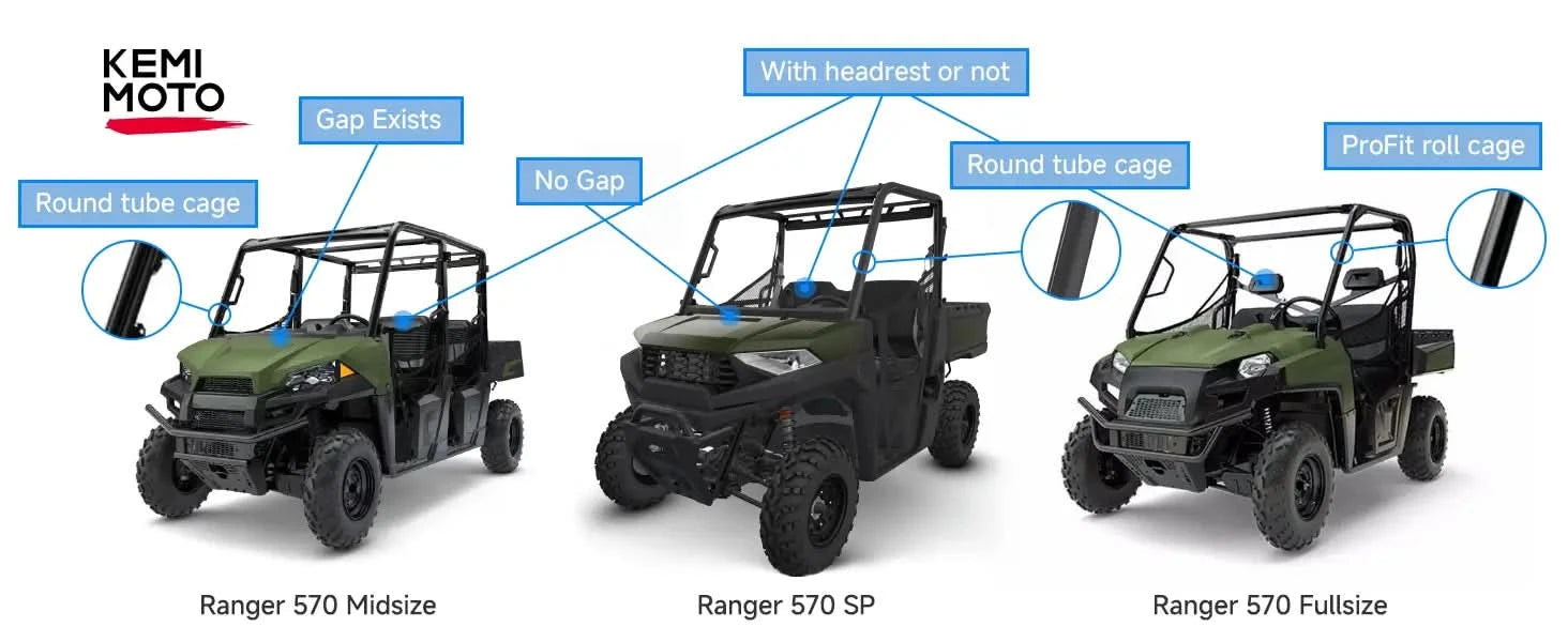 UTV Soft Cab Enclosure Doors with YKK Zipper, Tear-Resistant Water-Resistant for Polaris Ranger SP 570 2022-2026, 2 Door