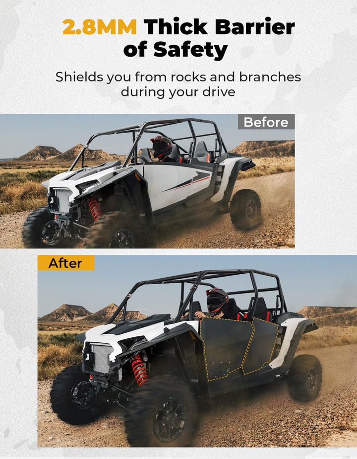 Aluminum Half Door with PC Window for Polaris RZR XP 4 1000 2024-2025 4PCS - Kemimoto