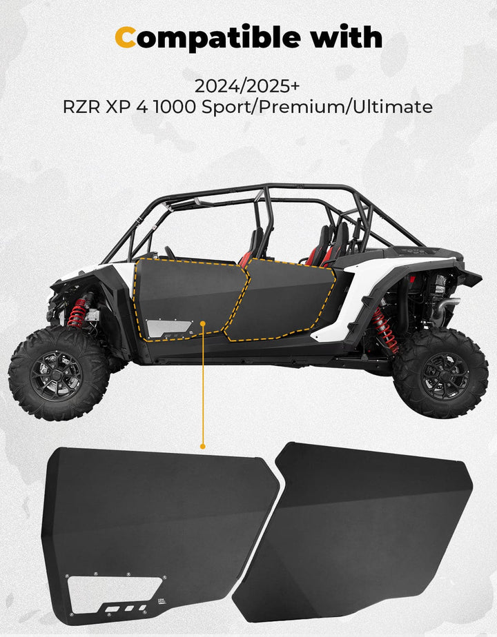 Aluminum Half Door with PC Window for Polaris RZR XP 4 1000 2024-2025 4PCS - Kemimoto