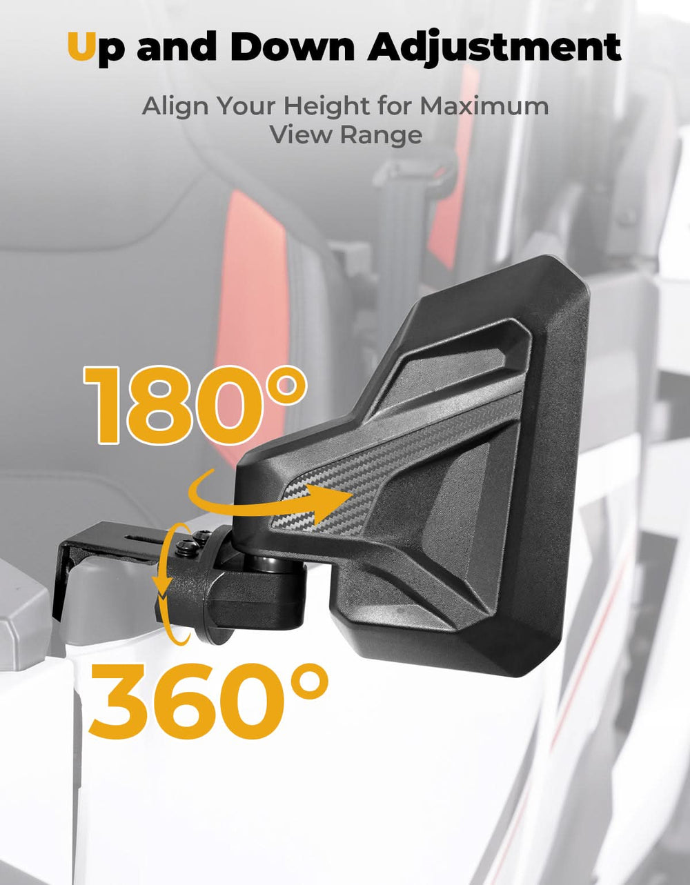 Door Mirrors 2-Segment Convex for Polaris RZR XP 1000 /4 2024-2025 - Kemimoto