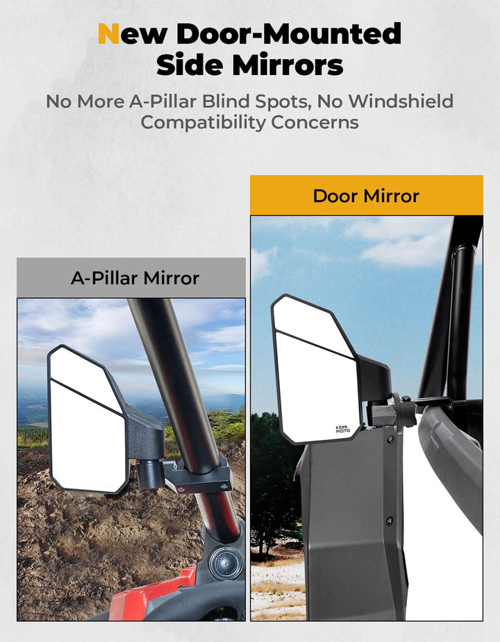 Door Mirrors 2-Segment Convex for Polaris RZR XP 1000 /4 2024-2025 - Kemimoto