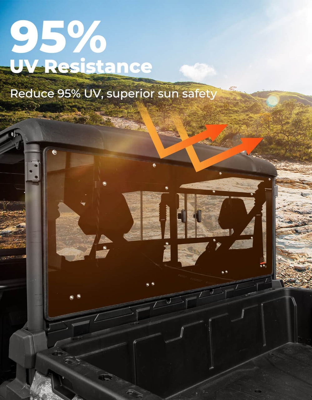 Vented Rear Tinted Windshield for CFMOTO UFORCE 1000 2019+ - Kemimoto