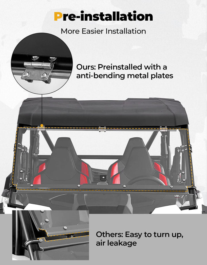 Full Flip Split Windshield Window for Polaris RZR XP 1000 / XP 4 1000 2024-2025 - Kemimoto