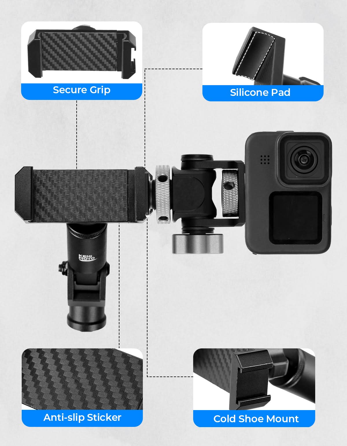 Kemimoto Custom-Built UTV Phone Mount for Mirror X1/X1PRO - Kemimoto