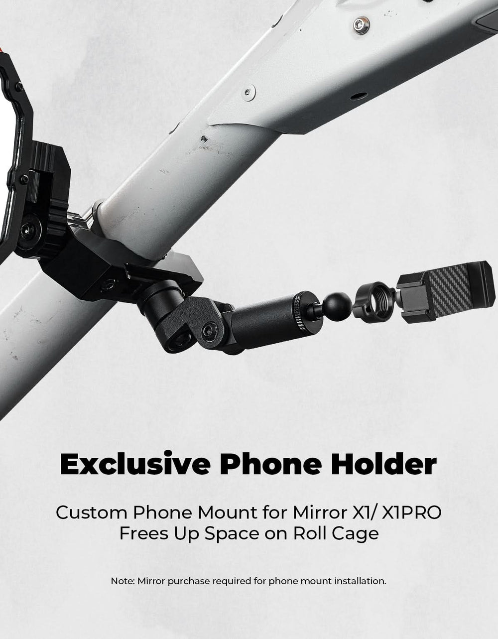Kemimoto Custom-Built UTV Phone Mount for Mirror X1/X1PRO - Kemimoto