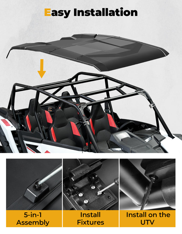 5-in-1 Hard Plastic Roof for Polaris RZR XP4 1000 (4 Doors) 2024-2025 - Kemimoto