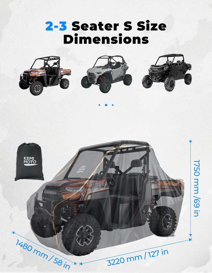 2-Seater UTV Cover Waterproof for RZR | Ranger | Maverick | ZForce - Kemimoto
