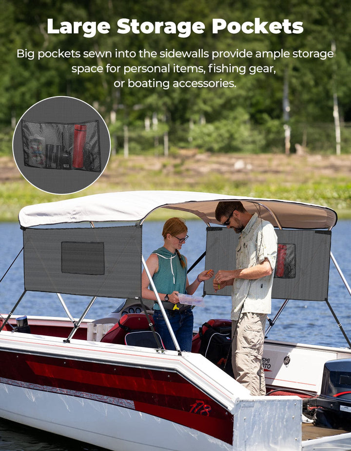 Detachable Mesh Sidewalls for 3 Bow Bimini Tops - Kemimoto
