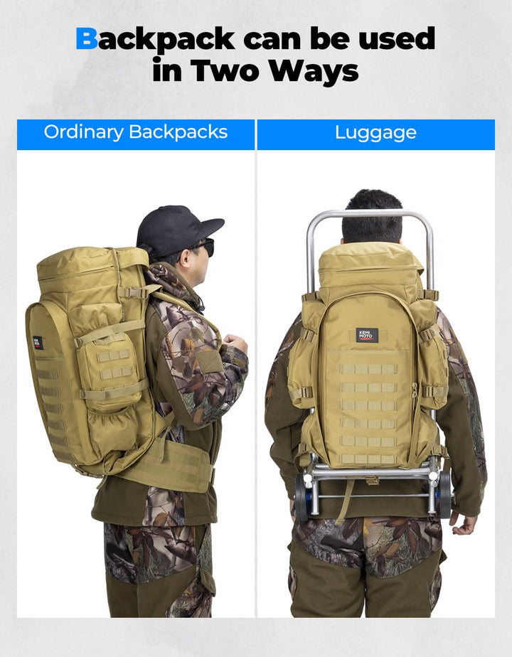 Large Capacity Travel Bag 70L for Hiking and Hunting - Kemimoto