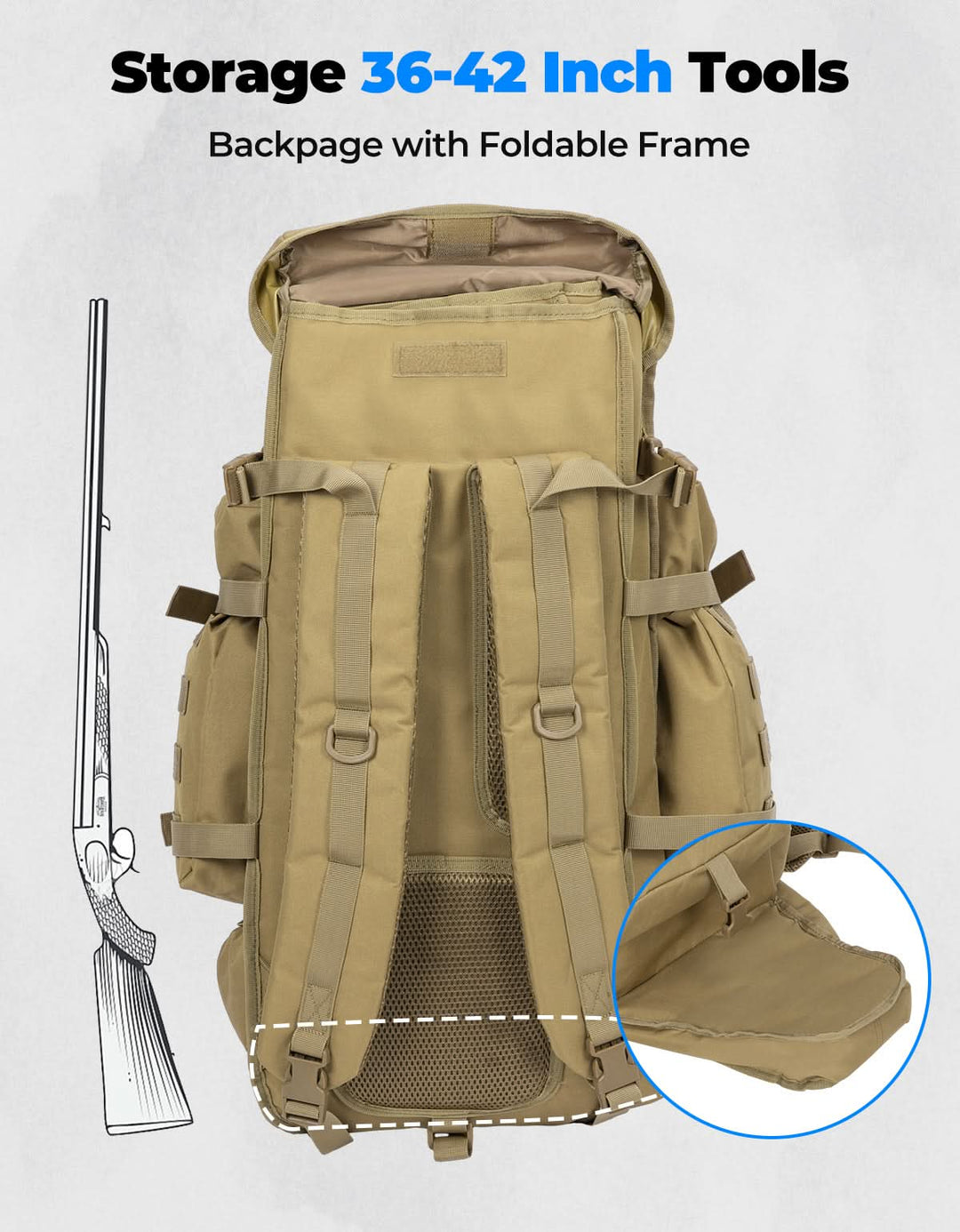 Large Capacity Travel Bag 70L for Hiking and Hunting - Kemimoto