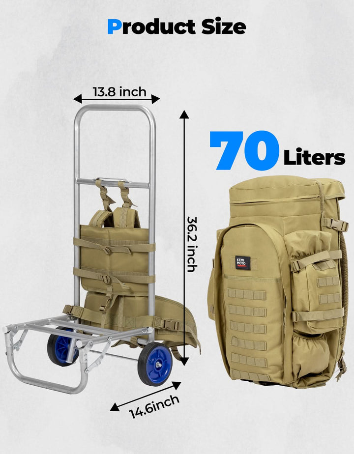Large Capacity Travel Bag 70L for Hiking and Hunting - Kemimoto