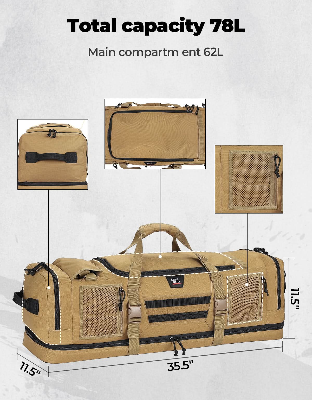 78L Hunting Duffle Bag Large Capacity Travel Gear