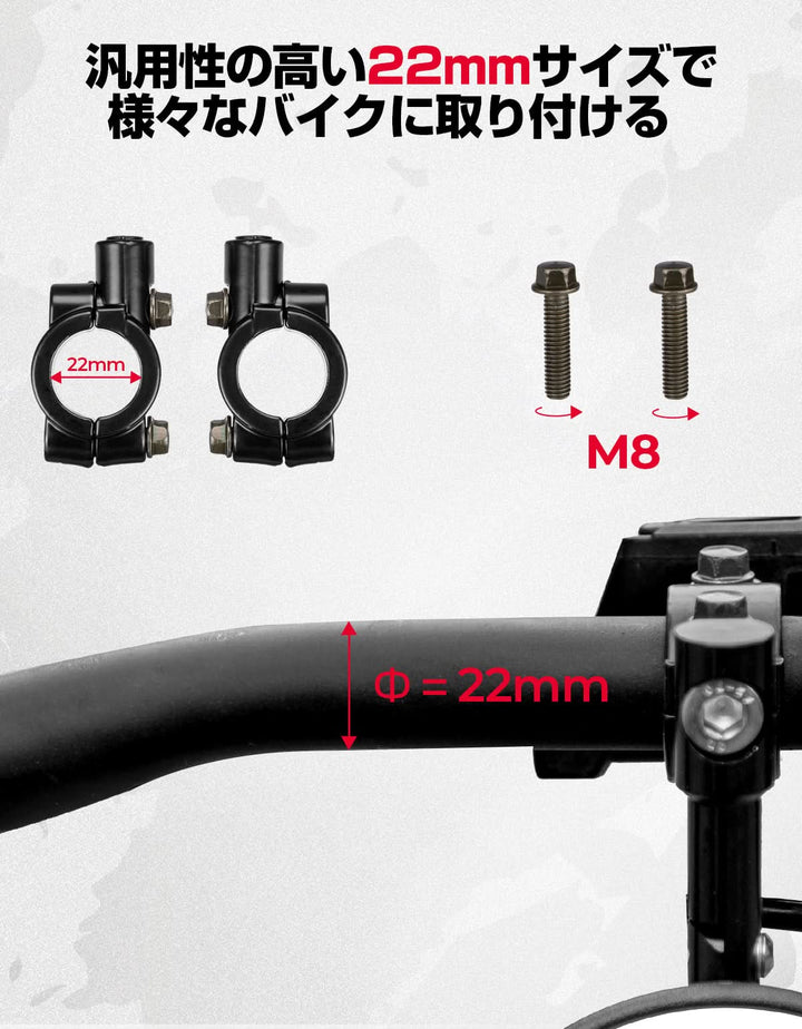 CNC Aluminum Bar End Side Mirror for 22-23mm Handlebar Diameter - Kemimoto