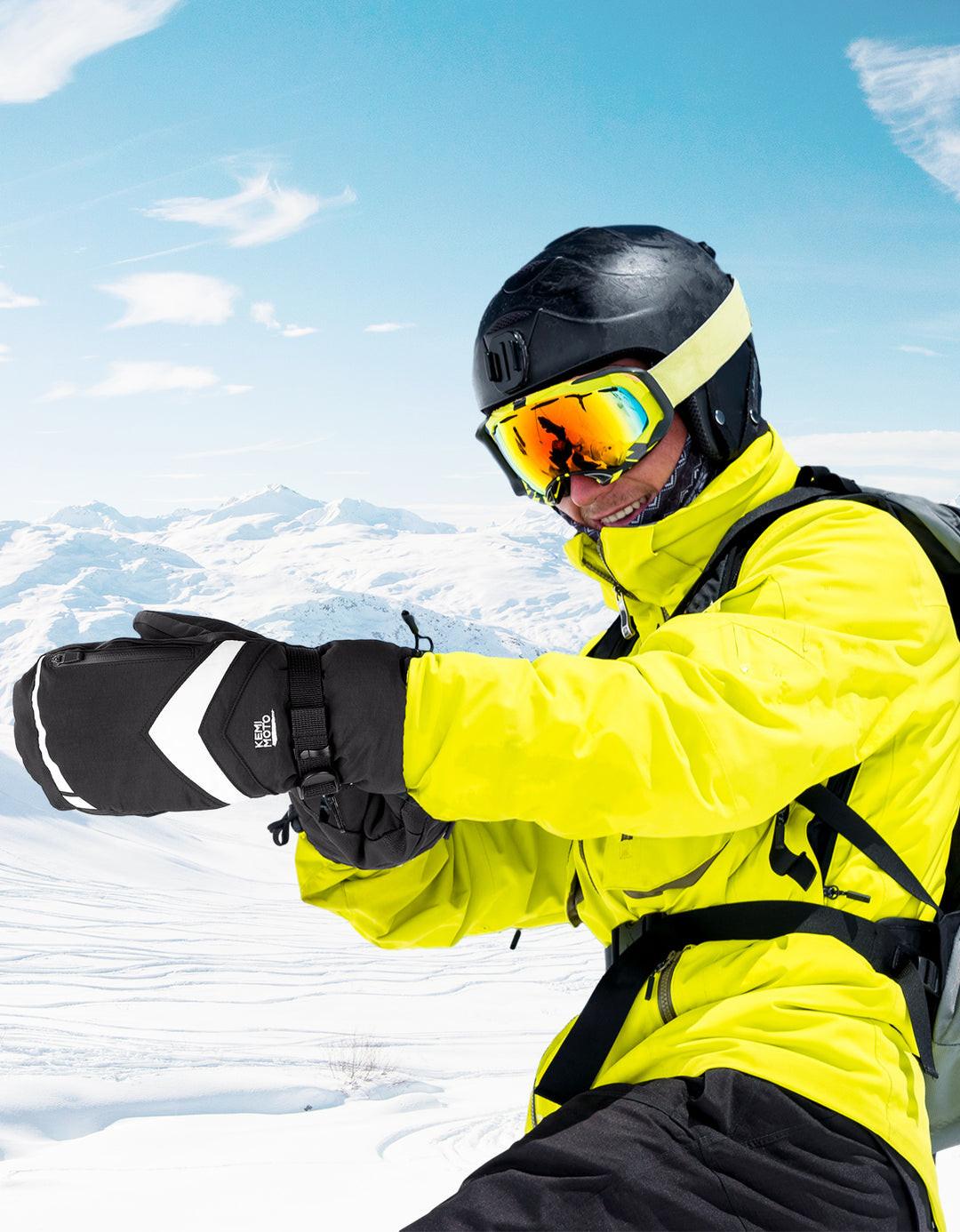 Heated skiing gloves with 2500 mAh battery - Kemimoto
