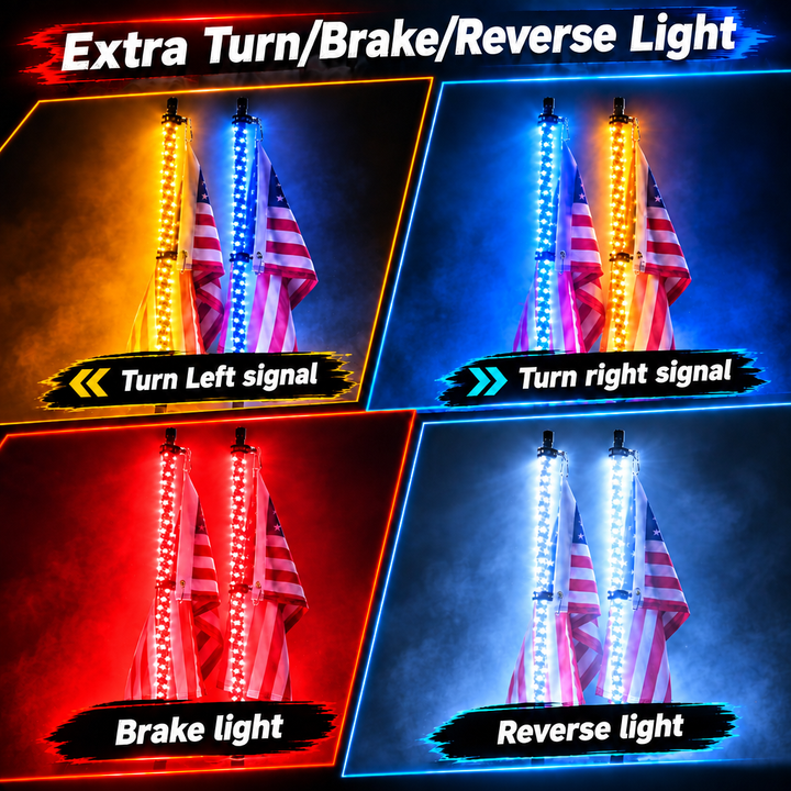 4FT LED Whip Lights & Rock Lights Combo Kit for UTV & ATV
