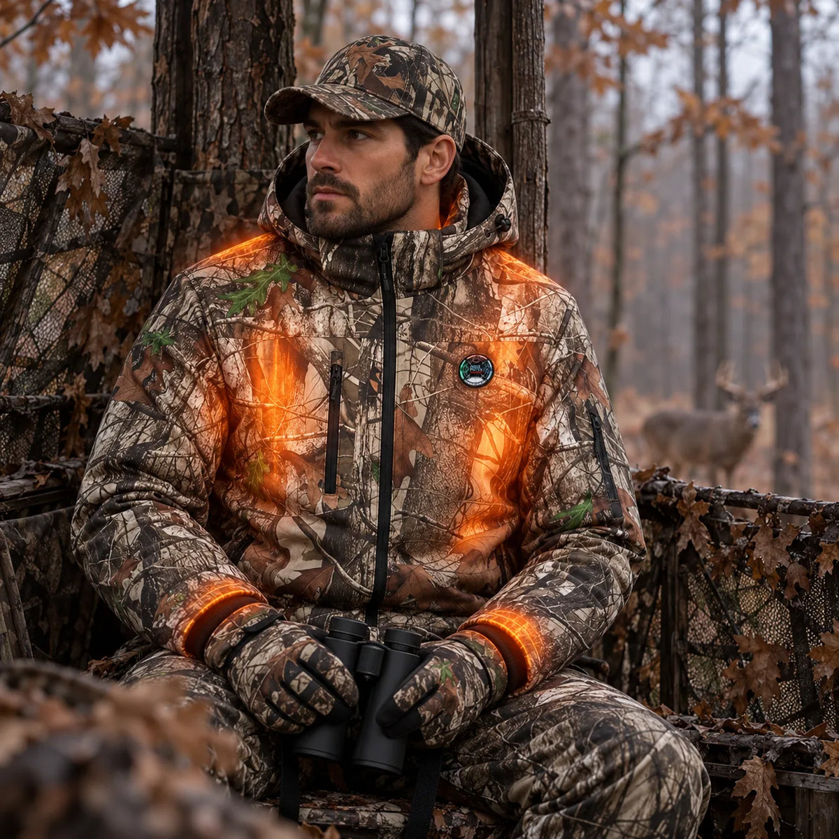 Coverage extends beyond the center chest