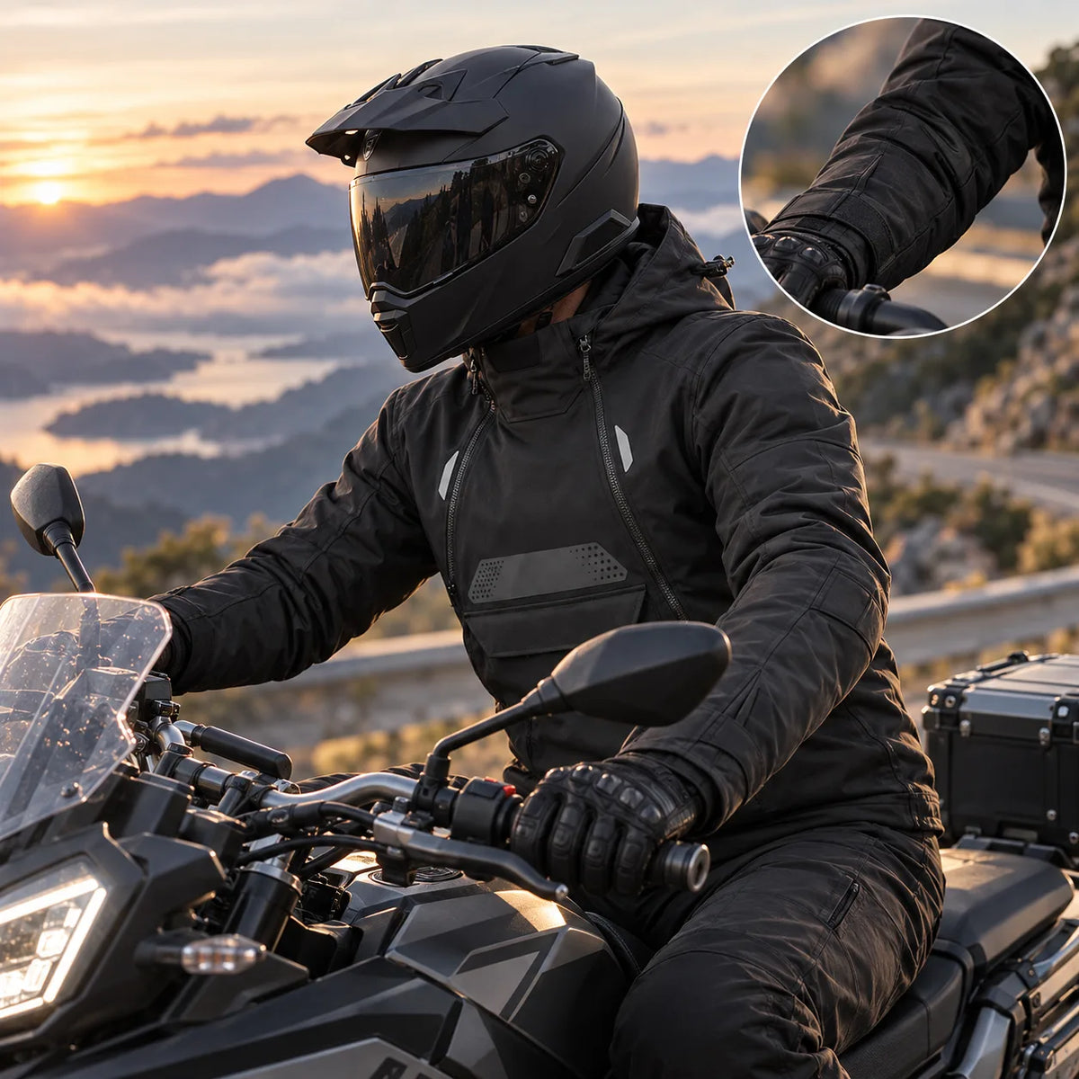 The jacket is shaped for the controls