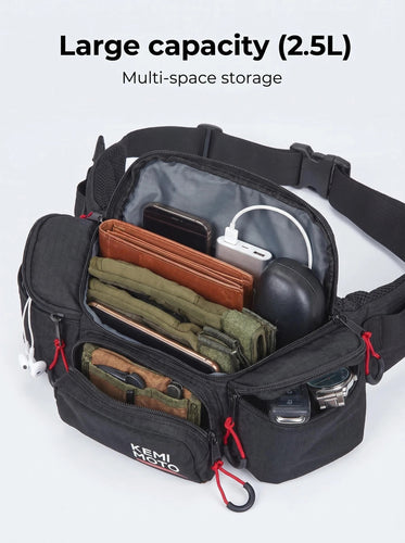 2.5L Multi-Pocket Waist Bag with 5mm Lumbar Support for Cycling, Running and Commuting