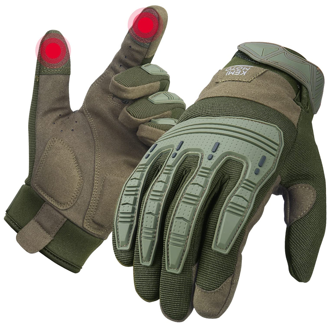 Motorcycle Touchscreen Gloves with Rubber Guard - Kemimoto