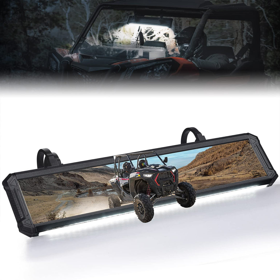 15" UTV Rear View Center Mirror w/Interior Light for 1.65"-2" Roll Cage