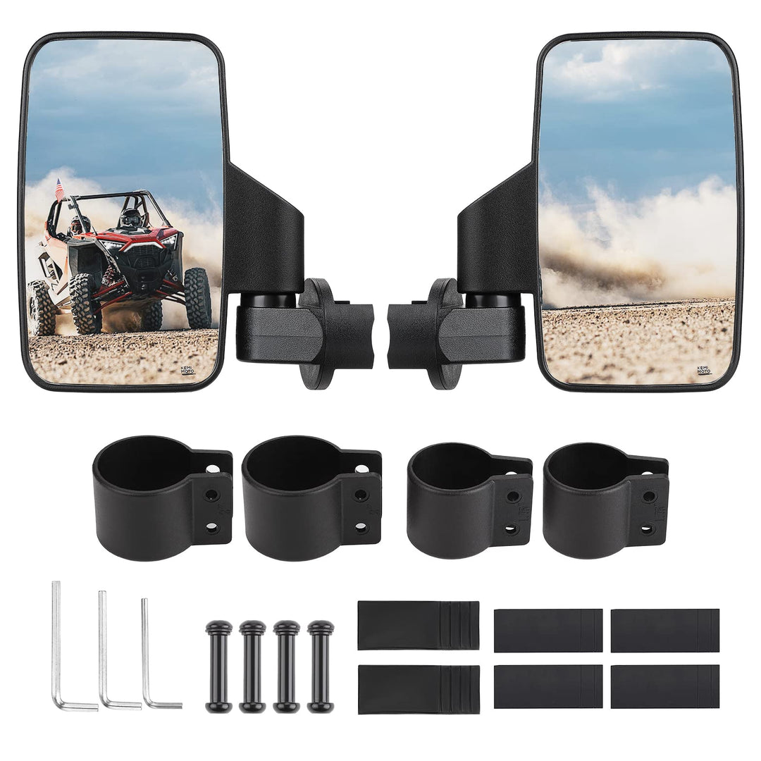 UTV Side Mirrors Fit For 1.6" - 2" Roll Bar Cage - Kemimoto