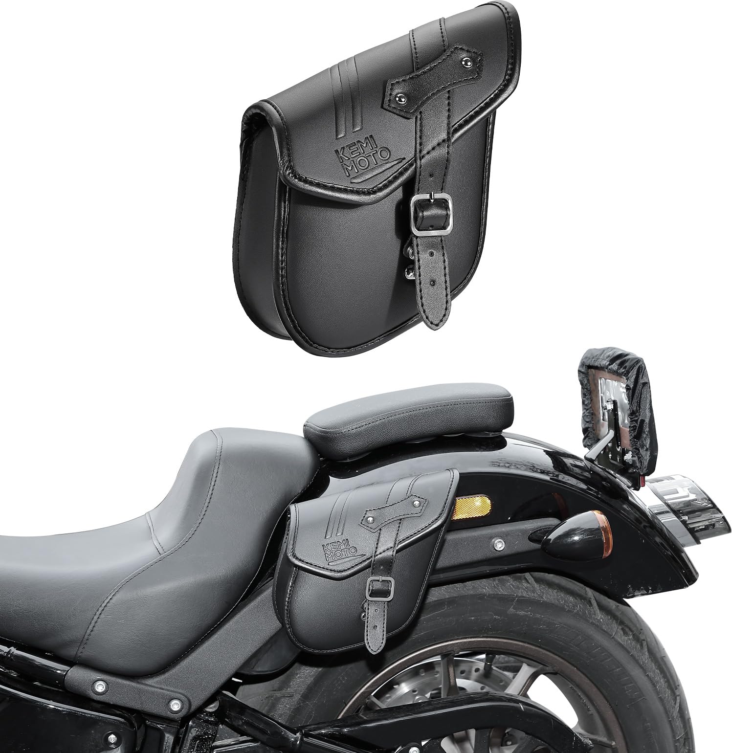 Motorcycle Leather Side Bag for Sportster 883 1200 Softail - Kemimoto