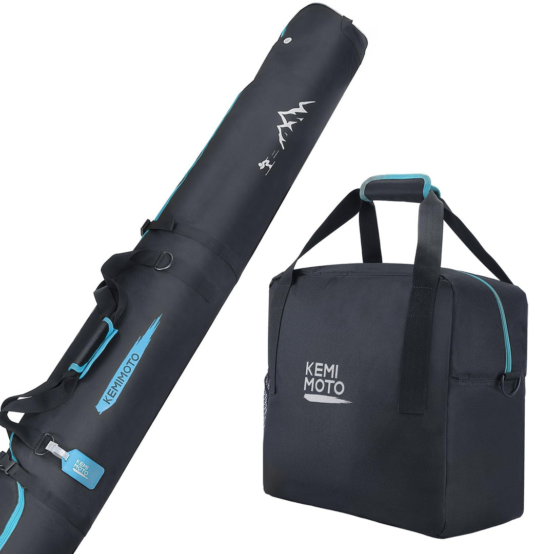 Ski Bag & Boot Bag Combo Fit Skis Up to 200cm - Kemimoto