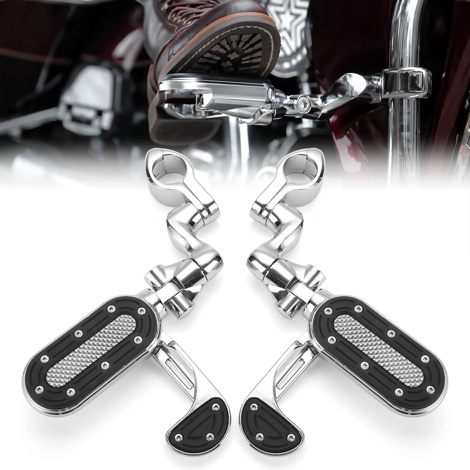 Motorcycle Adjustable Foot Pegs for 1.25