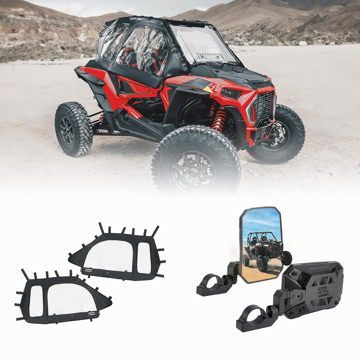 2 Soft Upper Doors & Side Mirrors for Polaris RZR XP 1000/Turbo - Kemimoto