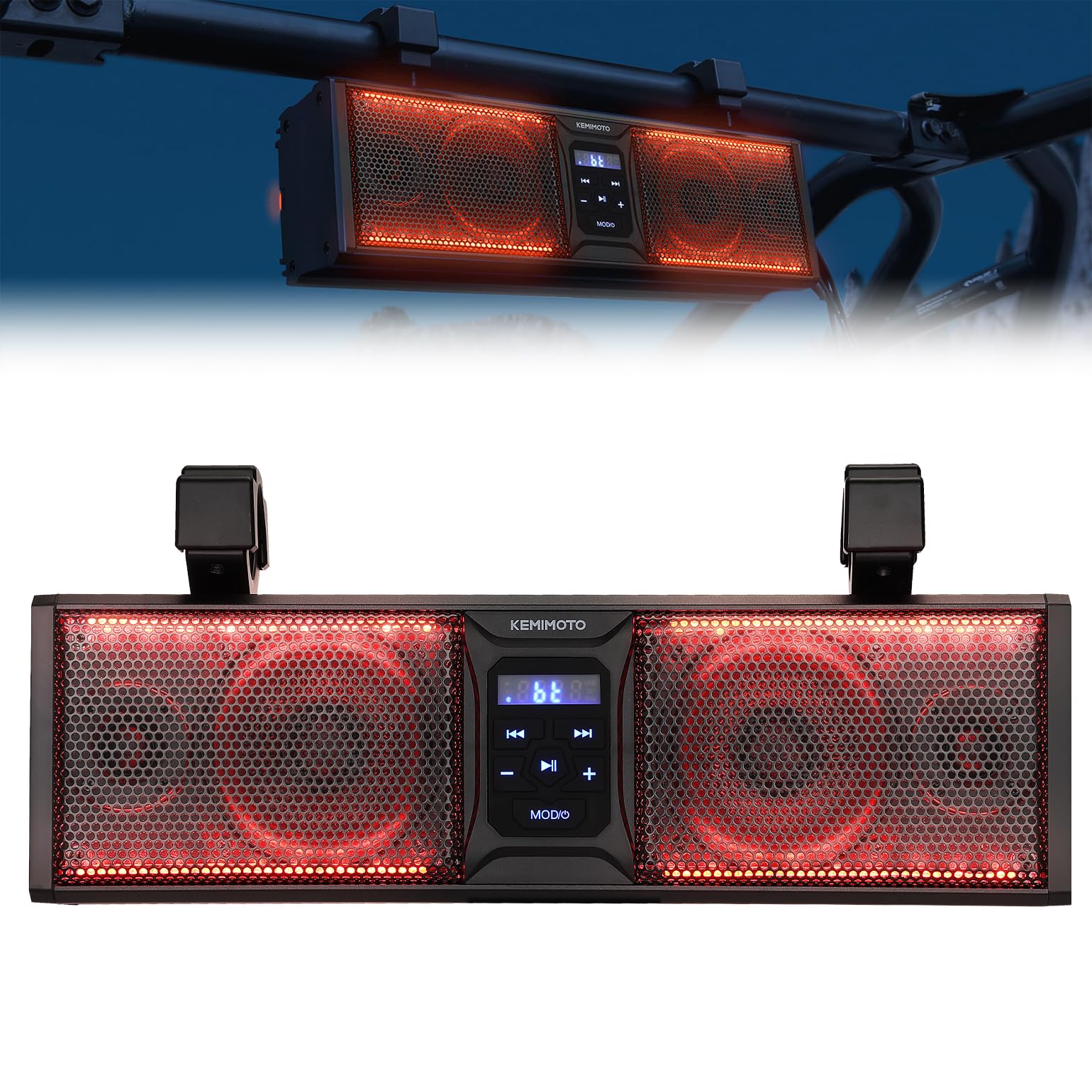 16 Inch RGB Universal Sound Bar For 1.75''-2.25'' Roll Bar - Kemimoto