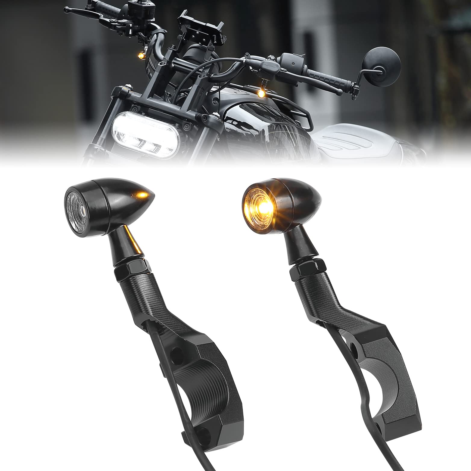 Clignotants LED Pour Moto - Ambre, Coque Chrome Fumé, Pour Harley Sportster S 1250 RH1250S 2021-2024