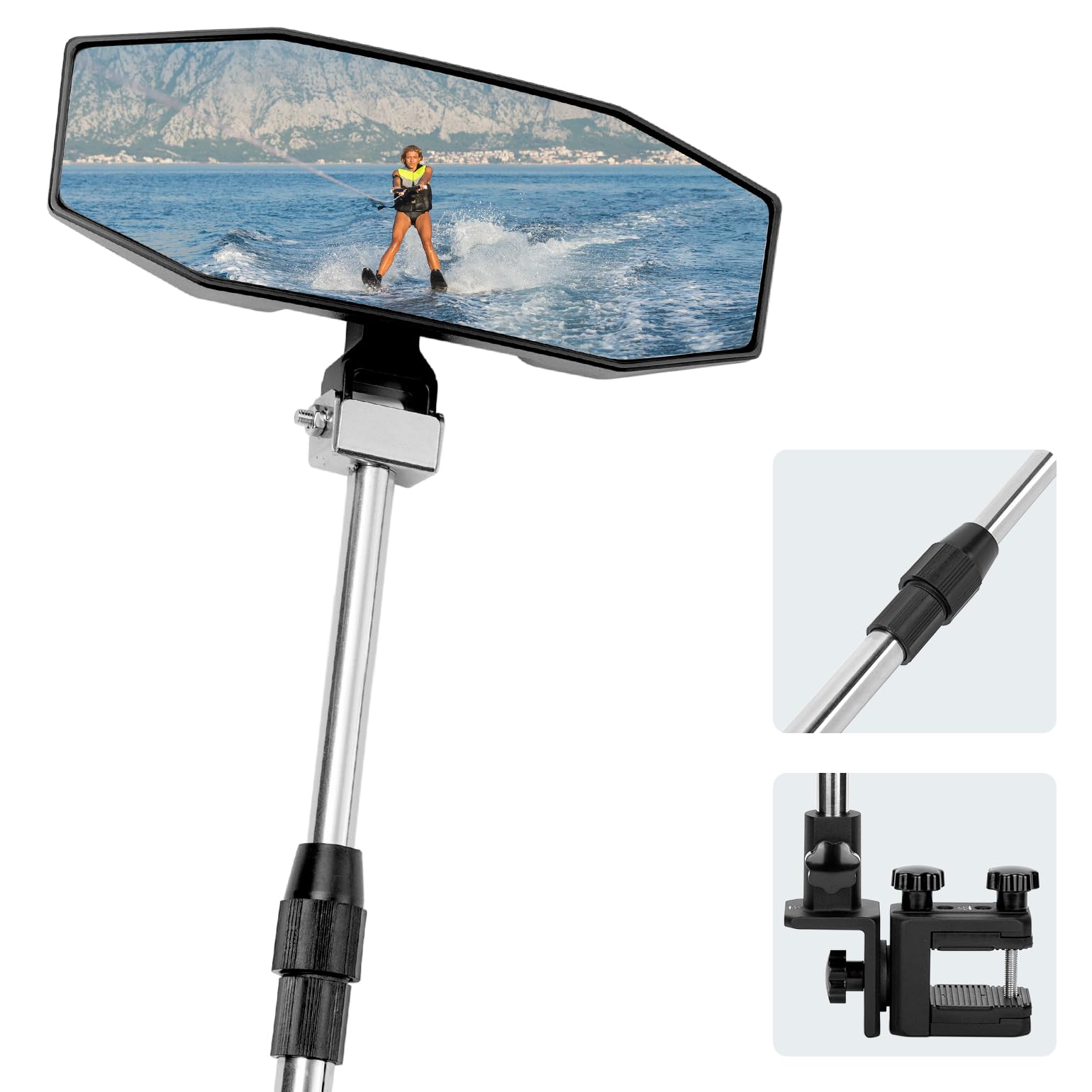 360° Adjustable Boat Rear Mirror with Telescoping Pole 4.5