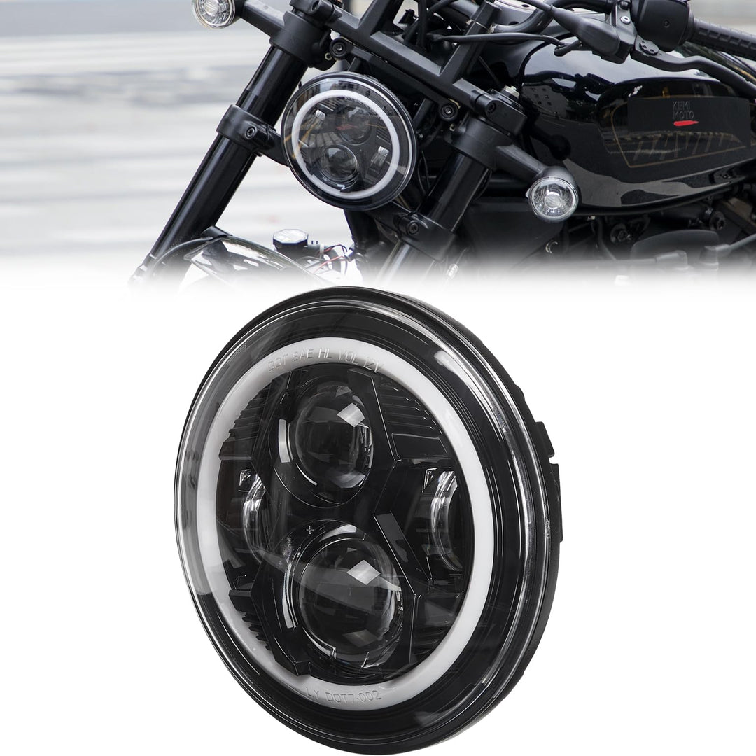 7'' Motorcycle Headlights w/ Mounting Bracket Hi/Lo Beam Headlamp for Sportster S RH1250 - Kemimoto