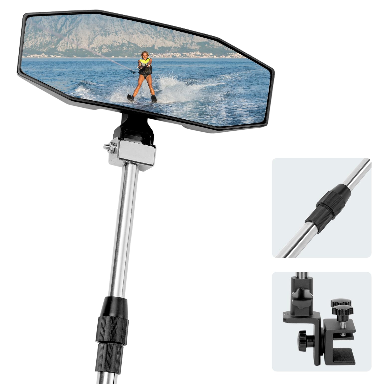 360° Adjustable Boat Rear Mirror with Telescoping Pole 4.5