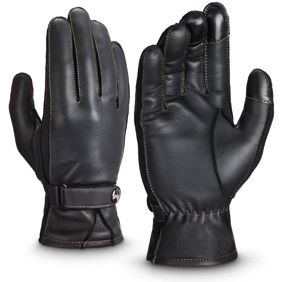 Sheepskin Leather Driving Motorcycle Gloves All Fingers Touchscreen